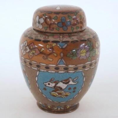 1099	CLOISONNE COVERED JAR, APPROXIMATLEY 4 IN HIGH
