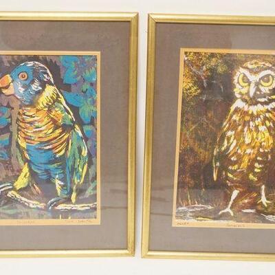 1248	2 FRAMED AND MATTED SERIGRAPHS BY MARY E. JOHNSTON OF OWL AND COCONUT LORY, APPROXIMATELY 13 3/4 IN X 17 IN OVERALL

