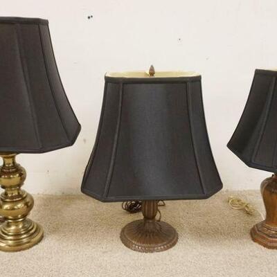1198	GROUP OF 3 ASSORTED TABLE LAMPS, APPROXIMATELY 26 IN

