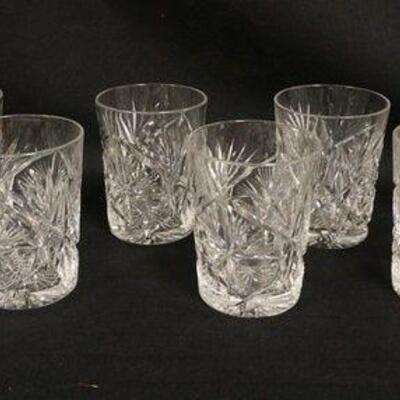 1035	SIGNED LIBBY LOT OF 10 CUT GLASS TUMBLERS, APPROXIMATELY 3 3/4 IN HIGH, ONE W/CHIP ON RIM
