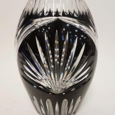 1061	BLACK CUT TO CLEAR OVAL VASE W/FLAIRED ART DECO STYLE DESIGN, APPROXIMATELY 10 1/4 IN HIGH
