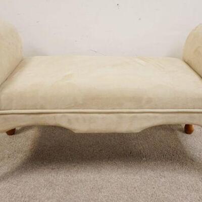 1137	UPHOLSTERED SCROLLED ARM WINDOW BENCH, APPROXIMATELY 43 IN X 17 IN X 23 IN HIGH
