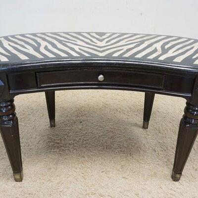 1220	KIDNEY SHAPED ONE DRAWER TABLE W/SHEATHED MARBLE LIKE ZEBRA SESIGN, APPROXIMATELY 26 1/4 IN X 60 IN X 31 IN HIGH
