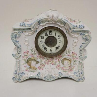 1087	GILBERT ROYAL BONN CHINA CLOCK NO 407, APPROXIMATELY 11 1/2 IN X 5 1/2 IN X 11 1/2 IN HIGH
