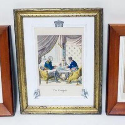 1238	LOT OF 3 FRENCH FRAME AND MATTED COLORED PRINTS
