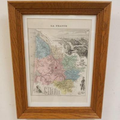 1232	FRAMED & MATTED MAP *LA FRANCE*, APPROXIMATELY 13 IN X 17 IN OVERALL
