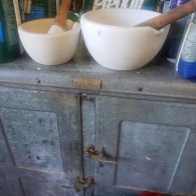 I am so excited about this antique fridge/ice box! These amazing antique bowls are also a thrill to collectors!.