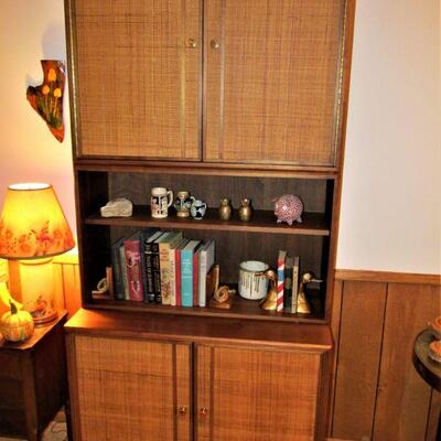 Mid-century caned bookcase