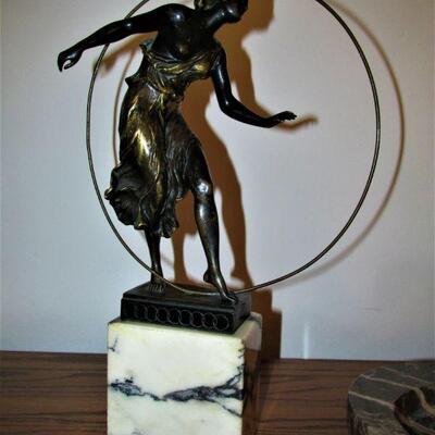 Georges Morin "Lady with a Hoop" bronze sculpture