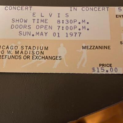 May 1st 1977 Chicago Stadium. Elvis Live in Concert Ticket ( Used), 4 Months before he died.