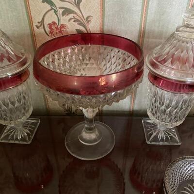 Vintage Indiana Glass, Kings Crown Diamond Point