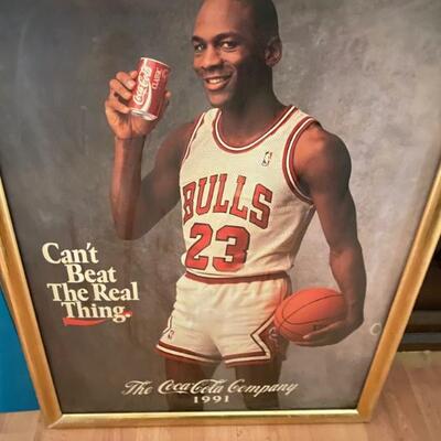1991 Cant Beat the Real Thing. Michael Jordan. Coca Cola Co, Framed Poster