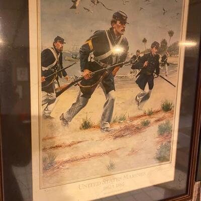 United States Marines Collectible Civil War Print, By Don Troiani Pencil Numbered, Pencil Signed 422/750