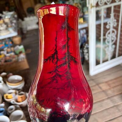 John Lessel for Weller Pottery La Mar Red Vase