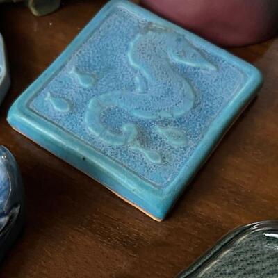 Vintage American Pewabic Pottery Seahorse