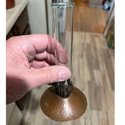 American Arts and Crafts Roycroft Style Copper and Glass Bud Vase