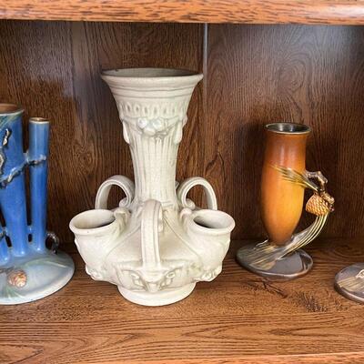 Roseville Pottery Pinecone Bud Vases