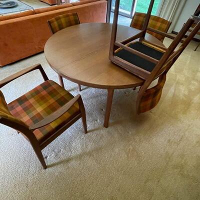 MCM table & 4 chairs / plaid fabric 
$625