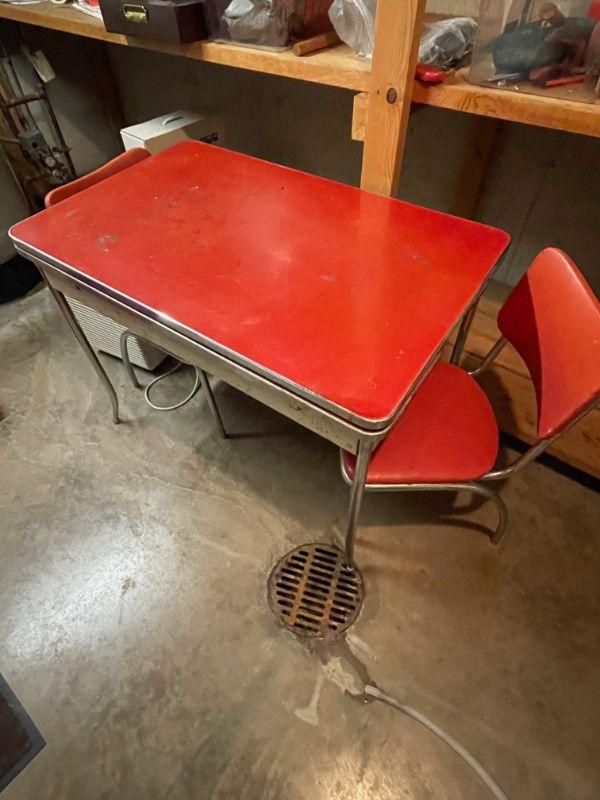 1950's enamel top retro table / 2 chairs 
$195