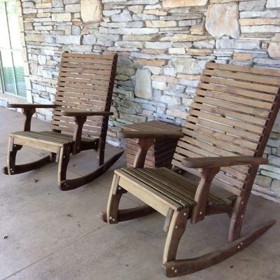 Wood rockers on porch