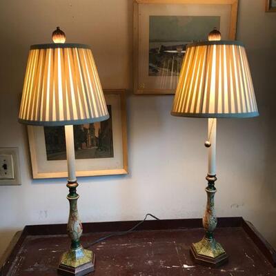 Pretty Pair of Candlestick Lamps 
