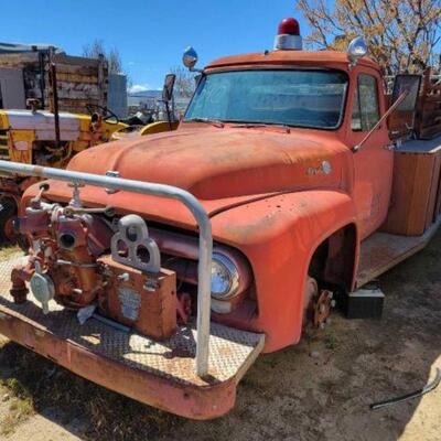 #1590 • Ford 600 Fire Truck : VIN: F60Z5P10870
Mileage:07268.8
Iowa Antique License Plate: IEA 399

Sold on Bill of Sale from Owner