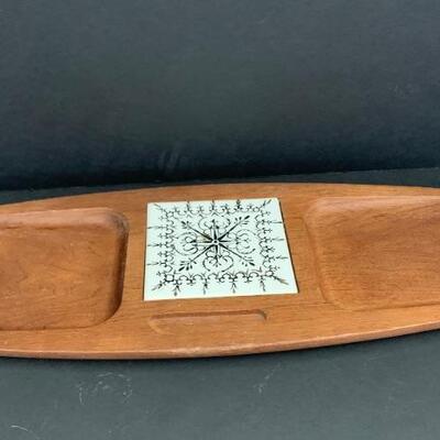 Vintage CI Hand Carved Hardwood Cheese Board with agile Serving Tray.  Made in Japan