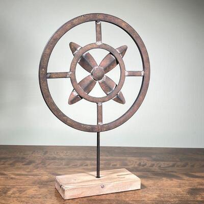 PROPELLER DECORATION | Nautical propeller sculpture mounted on a wood stand; h. 20 in.