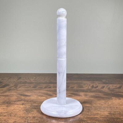 MARBLE PAPER TOWEL HOLDER | White marble; h. 13 in.