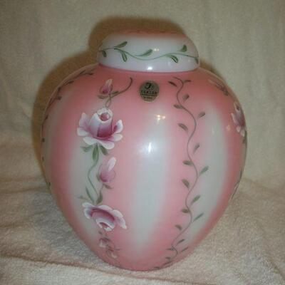 2pcs. Fenton Glass Ginger Jar, handpainted