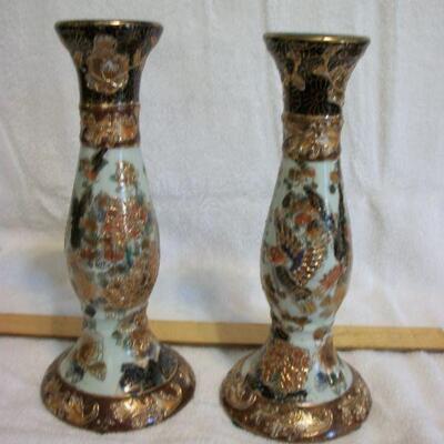 Satsuma Pair of Candlesticks