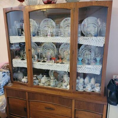 vintage hutch, all items inside and on top sold separately