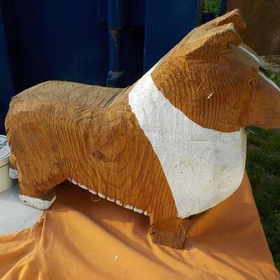 LARGE 2 X 30 IN. HAND CUT DOG STATUE