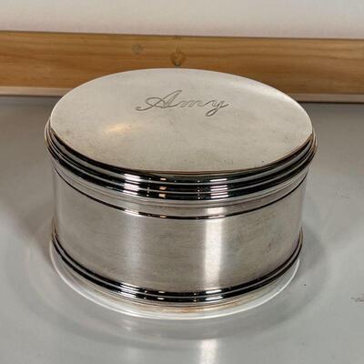 RALPH LAUREN BOX | Silver plated lidded box, engraved 