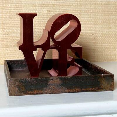 LOVE SCULPTURE | Robert Indiana authorized reproduction, red metal 