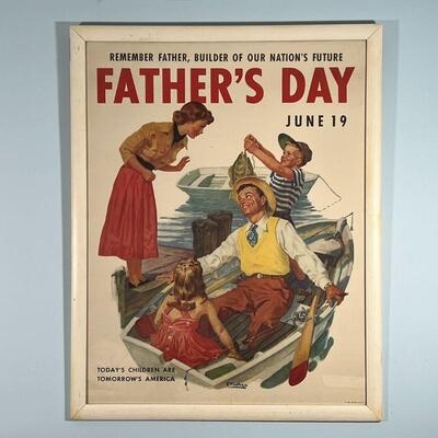 FATHER'S DAY POSTER | Large format EF Ward poster in a white frame; overall 52-3/4 x 41-1/2 in. (framed)