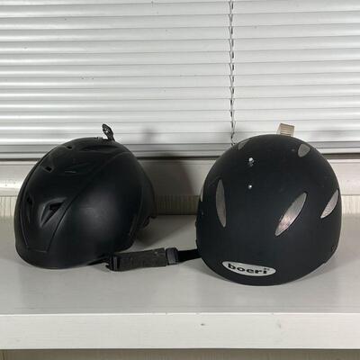 (2pc) BOERI & HEAD HELMETS | Including a Head helmet with leather flaps and a black Boeri helmet, Italian (interior approx. 8-1/2 x 6-3/4...