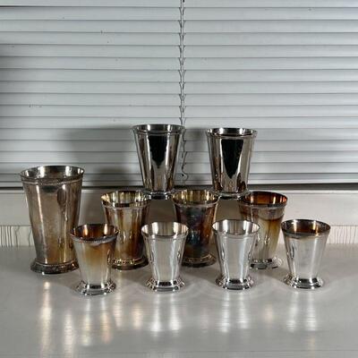 (10pc) SILVER PLATED CANDLE HOLDERS | One marked 