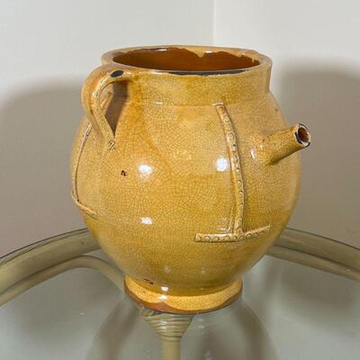 YELLOW POTTERY VASE | Fortunata style jar / jug with 