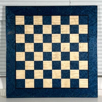 LACQUERED CHESS BOARD | Italian lacquered blue veneered wood chess board; 20 x 20 in.