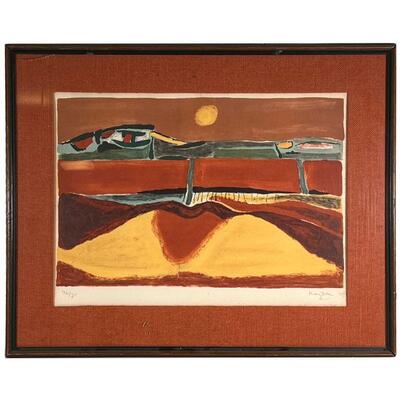HENRI HAYDEN LITHOGRAPH | (French, 1883-1970): color lithograph, sunshine over an abstract landscape, ed. 73/75 lower left, pencil signed...