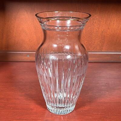  WATERFORD MARQUIS VASE | With gilt rim, marked on the bottom, appearing in very good condition; h. 10 x dia. 5-1/4 in.