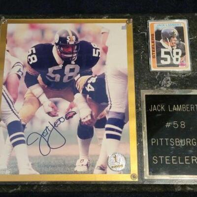 #1038 â€¢  Steelers Sighed Jack Lambert Photo Plaque. 
