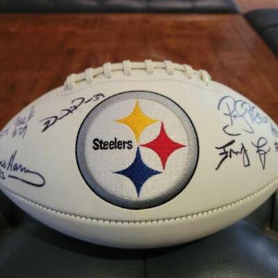 #1052 â€¢ Signed Pittsburgh Steelers Football. Players signatures unknown 