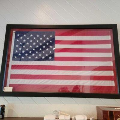 #5552 â€¢ Framed American Flag: Measures Approx: 65