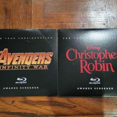 #1126 â€¢ Avengers Infinity War and Christopher Robin Award Screener Blu-Ray Discs.