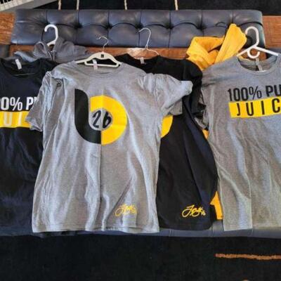 #1024 â€¢ Various Pieces of Steelers Apparel: T-shirts, hoodies and jackets range in size from XXL to 3XL.