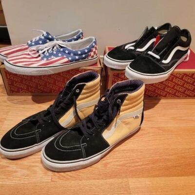 #6516 â€¢ 3 Pairs Of Vans: 2 Low Top 1 High Top. All Size 12. 