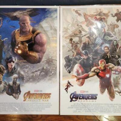 #1094 â€¢ (2) Marvel's Avengers Posters. Includes posters for Endgame and Infinity War movies.