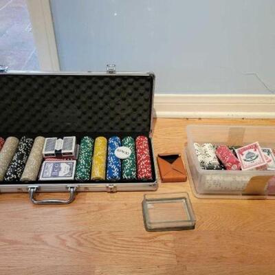 #1600 â€¢ Playing Cards, Poker Chips, Dice, And Ashtray
